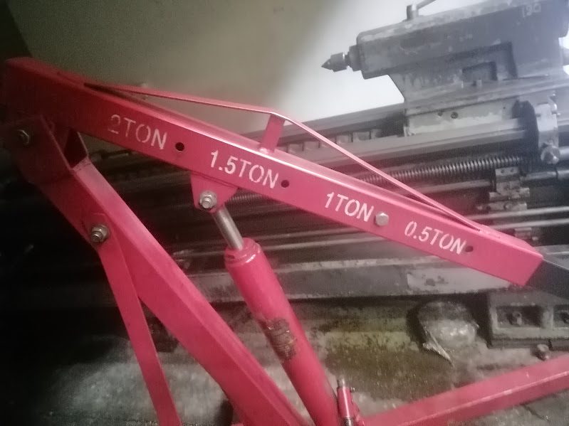Rated capacity markings on a workshop crane jib